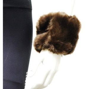 Pair Brown Faux Fur Pair of Cuffs